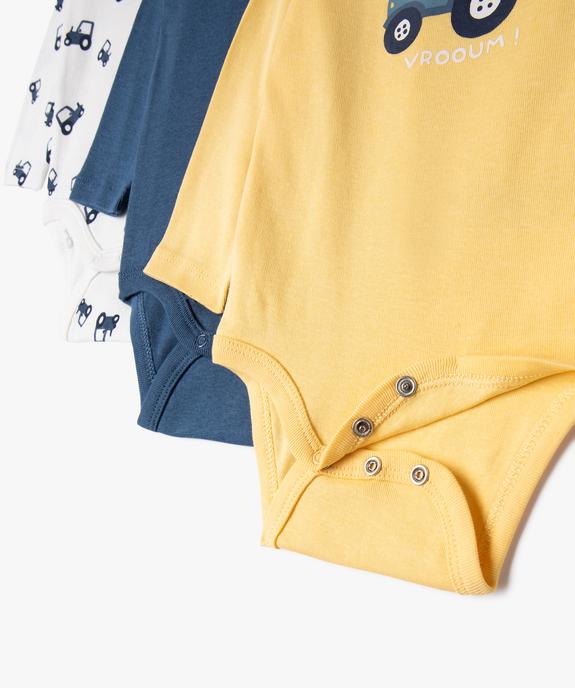 Body à manches longues avec motifs tracteurs bébé garçon (lot de 3) vue3 - GEMO 4G BEBE - GEMO
