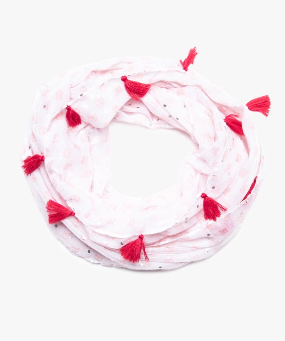 Foulard snood fille avec motifs têtes de chats et pompons vue1 - GEMO (ENFANT) - GEMO