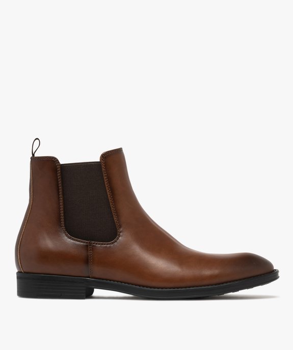 Boots homme Chelsea bout amande dessus lisse vue2 - MARIO BALDANO - GEMO