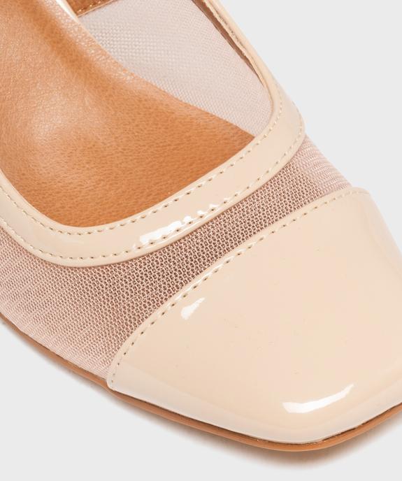 Escarpins slingback vernis à talon large et bout carré femme - Follow Me vue6 - FOLLOW ME - GEMO