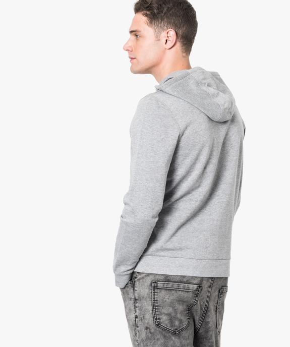 Sweat uni à capuche et poche kangourou vue3 - GEMO (HOMME) - GEMO