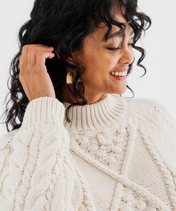 Pull torsadé à col montant femme - LuluCastagnette vue2 - LULUCASTAGNETTE - GEMO