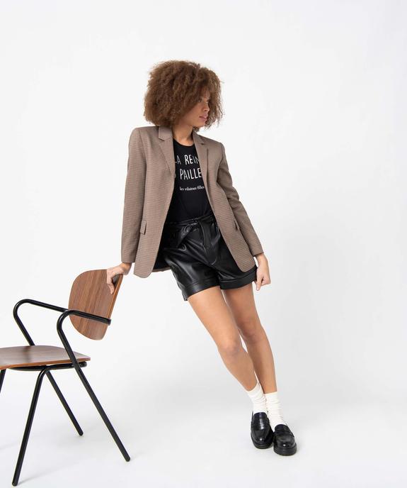 Tee-shirt femme à manches courtes avec message pailleté vue5 - GEMO(FEMME PAP) - GEMO