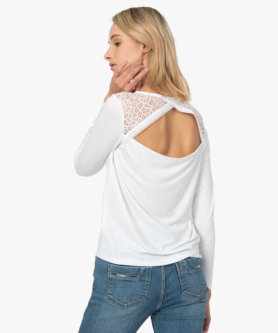 Tee-shirt femme décolleté dentelle et effet dos-nu vue3 - GEMO(FEMME PAP) - GEMO
