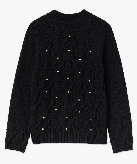 Pull à torsades avec strass brodés femme vue4 - GEMO(FEMME PAP) - GEMO