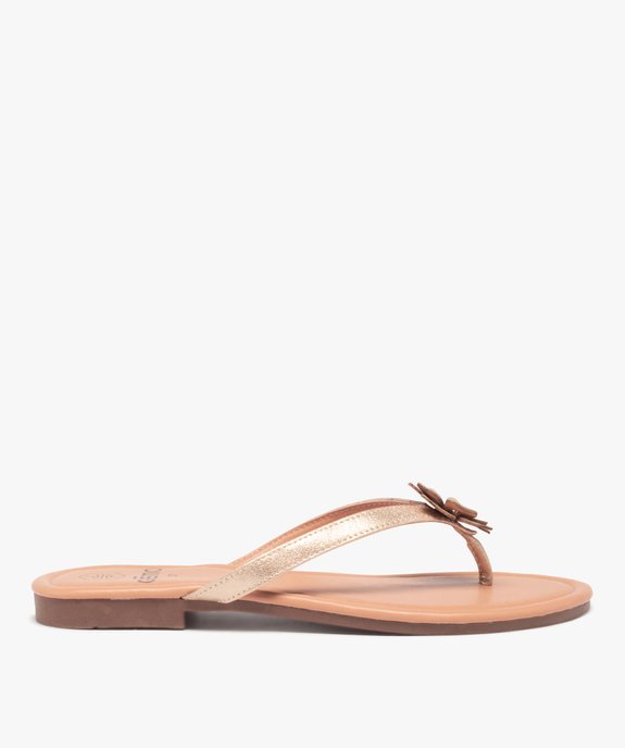 Tongs femme à petit talon plat et fleur sur l’entre-doigts vue1 - GEMO (CASUAL) - GEMO