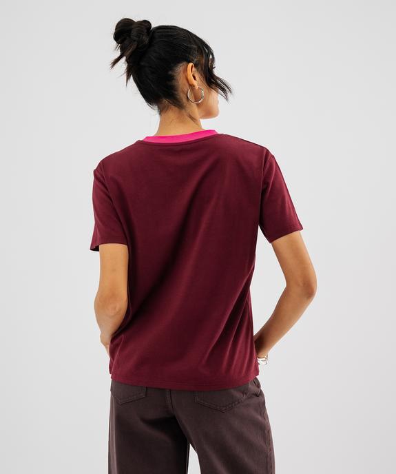 Tee-shirt manches courtes avec inscription pailletée femme vue3 - GEMO 4G FEMME - GEMO