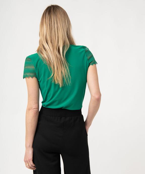 Tee-shirt boutonné à manches courtes en dentelle femme vue3 - GEMO(FEMME PAP) - GEMO