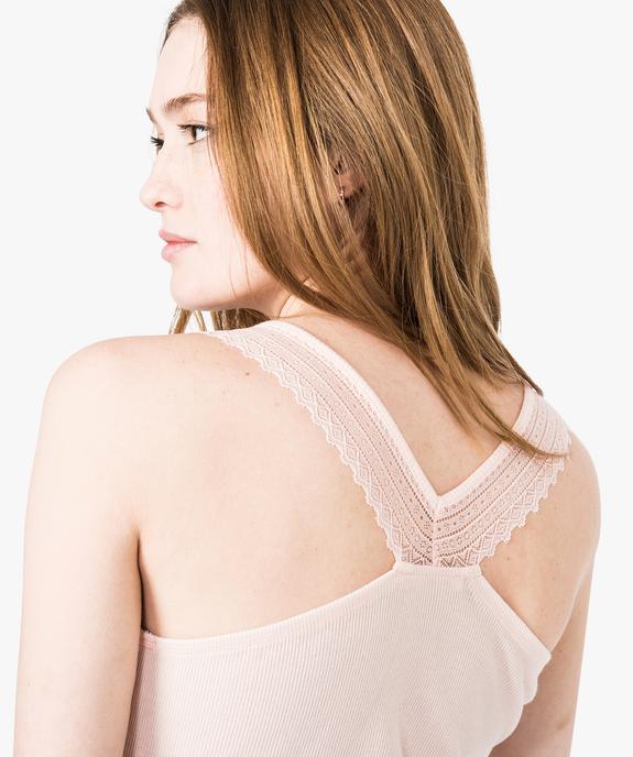 Débardeur en maille côtelée et lages bretelles en dentelle vue2 - GEMO(HOMWR FEM) - GEMO