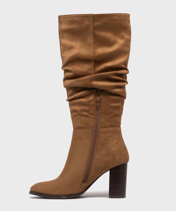 Bottes en suédine avec tige drapée femme - Follow Me vue3 - FOLLOW ME - GEMO