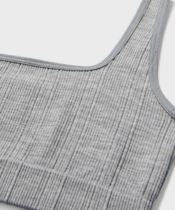 Brassière en maille côtelée à bretelles large fille vue2 - GEMO 4G FILLE - GEMO