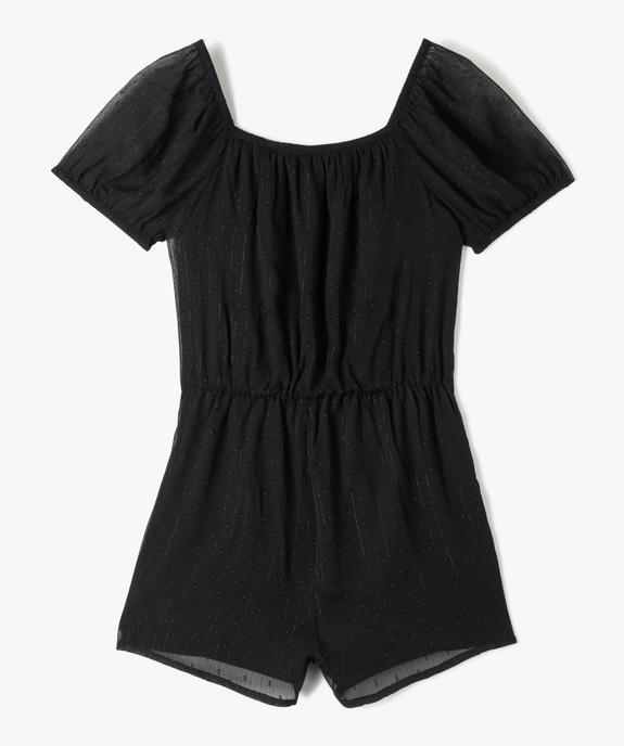 Combishort fille en voile avec fines rayures pailletées vue3 - GEMO (JUNIOR) - GEMO