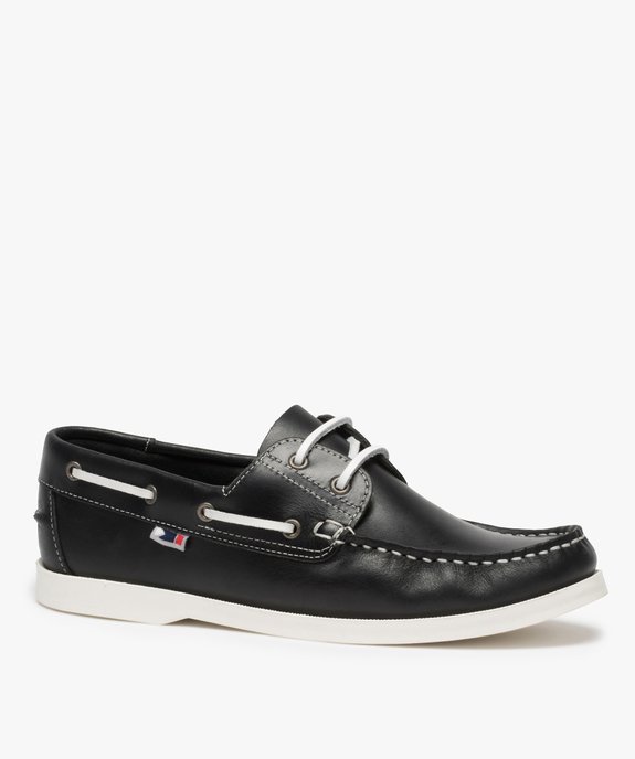 Chaussures bateau homme dessus et intérieur cuir  vue2 - GEMO (CASUAL) - GEMO
