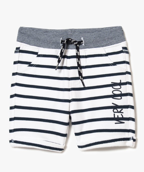 Bermuda bébé en jersey bouclette avec taille élastique vue1 - GEMO(BEBE DEBT) - GEMO