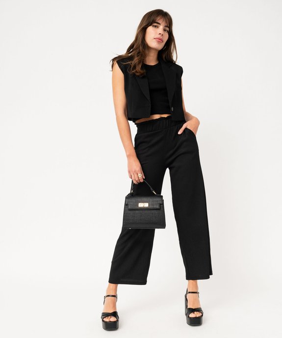 Pantacourt large en maille gaufrée femme vue1 - GEMO(FEMME PAP) - GEMO