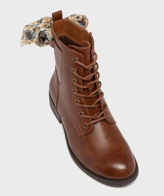 Boots à lacets et zip avec foulard à nouer femme  vue5 - EMILIA ROSA G4G - GEMO