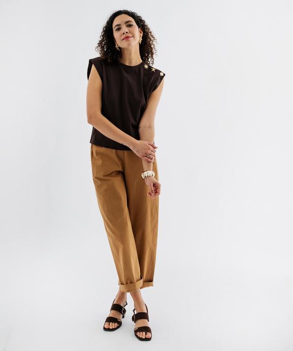 Tee-shirt sans manches avec boutons fantaisie sur l’épaule femme vue4 - GEMO 4G FEMME - GEMO