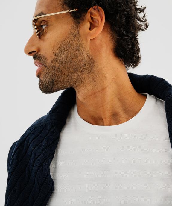 Tee-shirt manches courtes effet rayé homme vue2 - GEMO 4G HOMME - GEMO