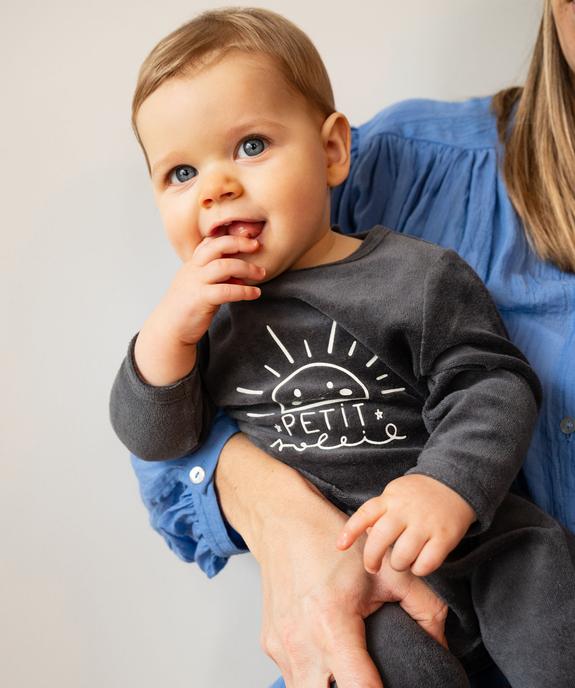 Pyjama en velours avec message sur le buste bébé vue1 - GEMO(BB COUCHE) - GEMO