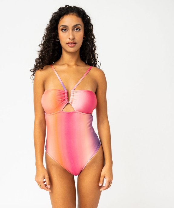 Maillot de bain 1 pièce bandeau forme bandeau femme vue2 - GEMO 4G FEMME - GEMO