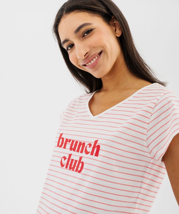 Chemise de nuit imprimée à manches courtes femme vue2 - GEMO 4G FEMME - GEMO