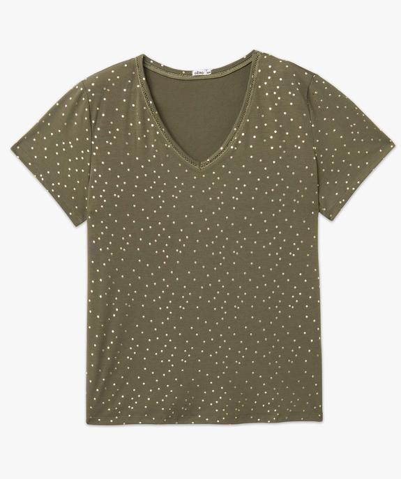 Tee-shirt femme grande taille à motifs pailletés et col V fantaisie vue4 - GEMO (G TAILLE) - GEMO