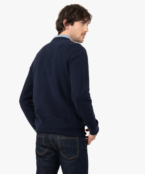Pull homme en maille fantaisie unie vue3 - GEMO (HOMME) - GEMO