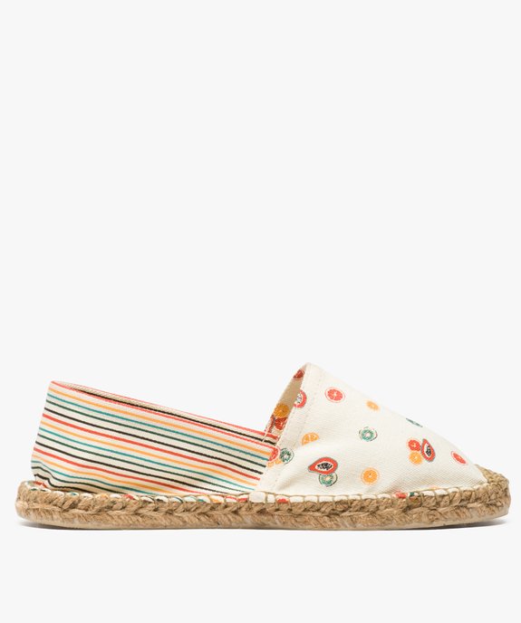 Espadrilles femme à rayures et motifs fruits vue1 - GEMO (PLAGE) - GEMO