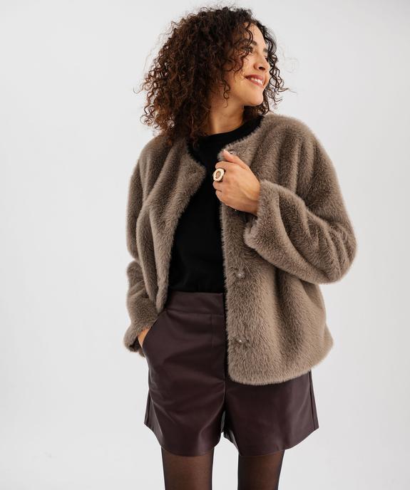 Manteau court en fourrure imitation femme vue2 - GEMO 4G FEMME - GEMO