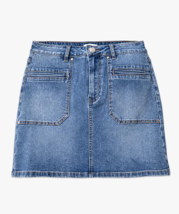 Jupe en jean stretch coupe trapèze femme vue4 - GEMO 4G FEMME - GEMO