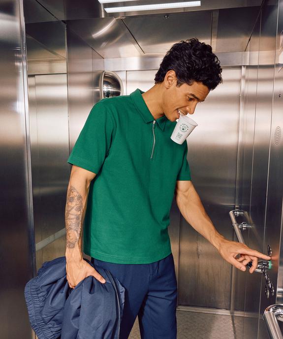 Polo manches courtes à col zippé homme vue1 - GEMO 4G HOMME - GEMO