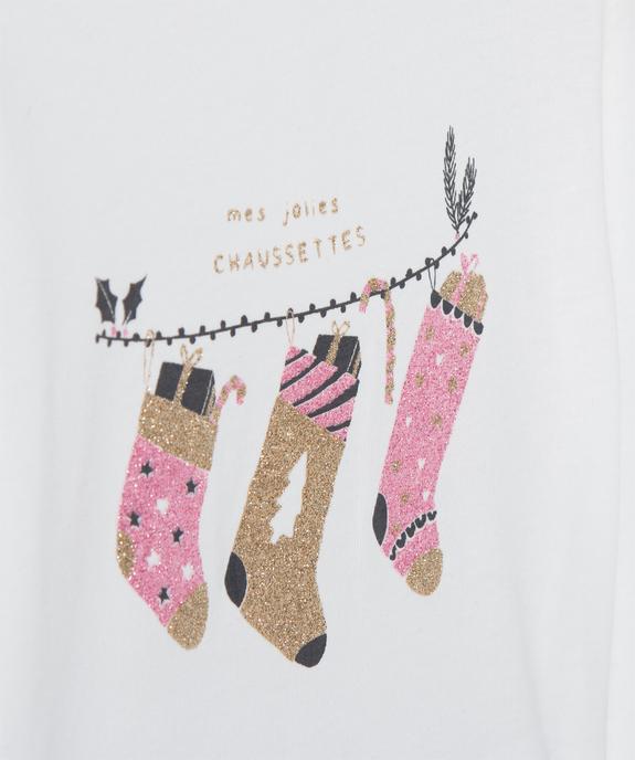 Tee-shirt bébé fille à manches longues volantées et motif pailleté vue2 - GEMO(BEBE DEBT) - GEMO