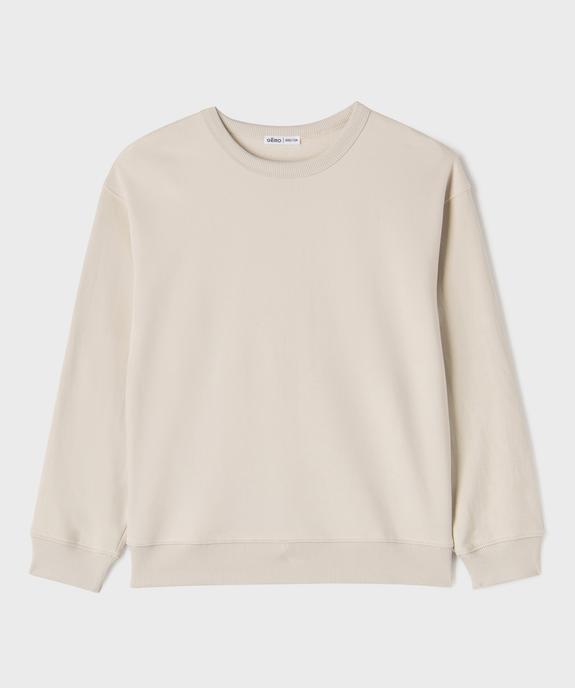 Sweat col rond en molleton bouclette garçon  vue2 - GEMO (JUNIOR) - GEMO