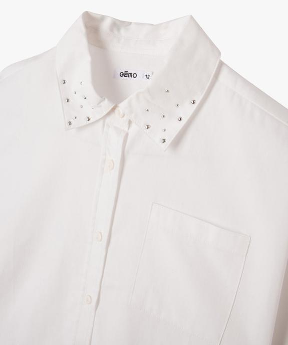 Chemise large et courte avec clous sur le col fille vue4 - GEMO 4G FILLE - GEMO