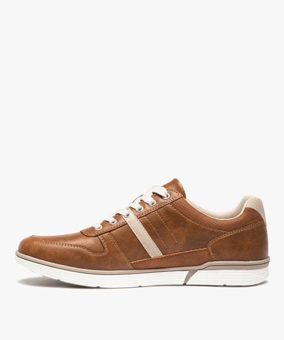 Baskets homme style chic dessus grainé uni à lacets vue4 - GEMO (CASUAL) - GEMO
