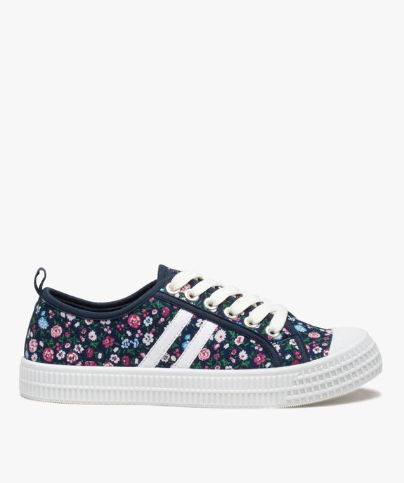 Baskets femme à lacets dessus toile imprimée fleurs vue1 - GEMO (SPORTSWR) - GEMO