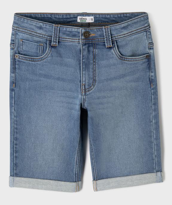 Bermuda en jean stretch coupe slim taille ajustable avec revers garçon vue1 - GEMO 4G GARCON - GEMO