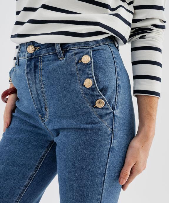 Jean Flare en denim extensible à effet pont femme - LuluCastagnette vue2 - LULU CASTAGNETTE GEMO FOR GOOD - GEMO