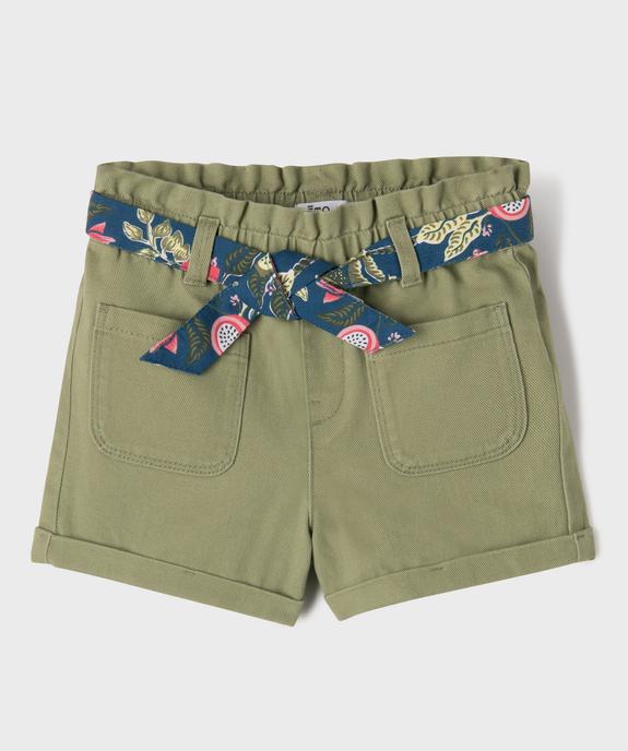 Short ample à taille paper bag et ceinture à nouer fille vue2 - GEMO 4G FILLE - GEMO