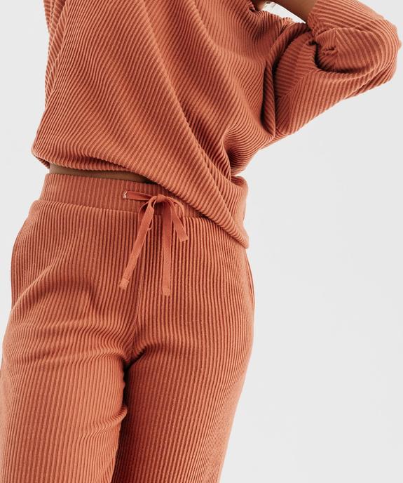 Bas de pyjama large en maille côtelée extra douce femme vue2 - GEMO 4G FEMME - GEMO