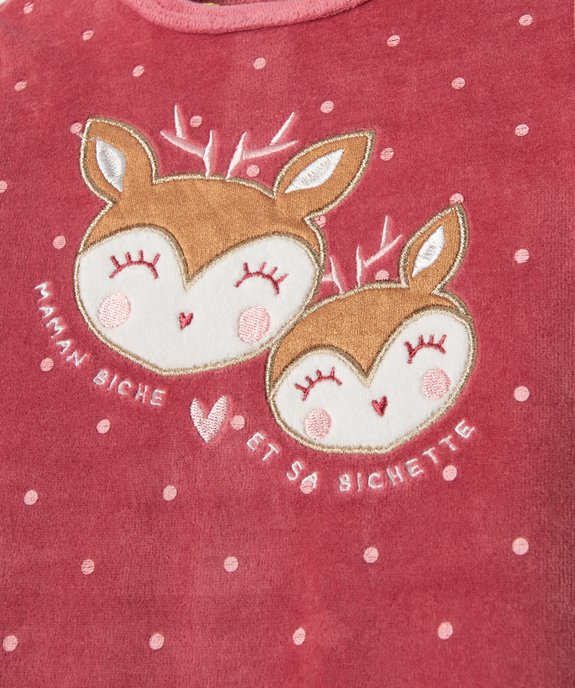 Pyjama dors-bien bébé fille en velours avec motif biche vue2 - GEMO(BB COUCHE) - GEMO