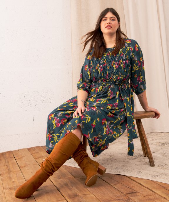 Robe femme grande taille imprimée avec buste froncé vue6 - GEMO (G TAILLE) - GEMO