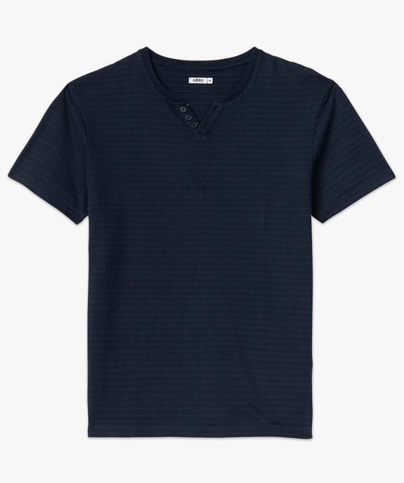 Tee-shirt manches courtes col fantaisie à rayures jacquard homme vue4 - GEMO (HOMME) - GEMO