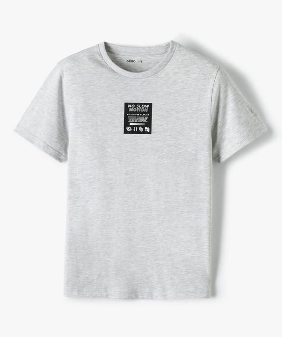 Tee-shirt garçon à manches courtes en jersey chiné et petit motif vue1 - GEMO (JUNIOR) - GEMO