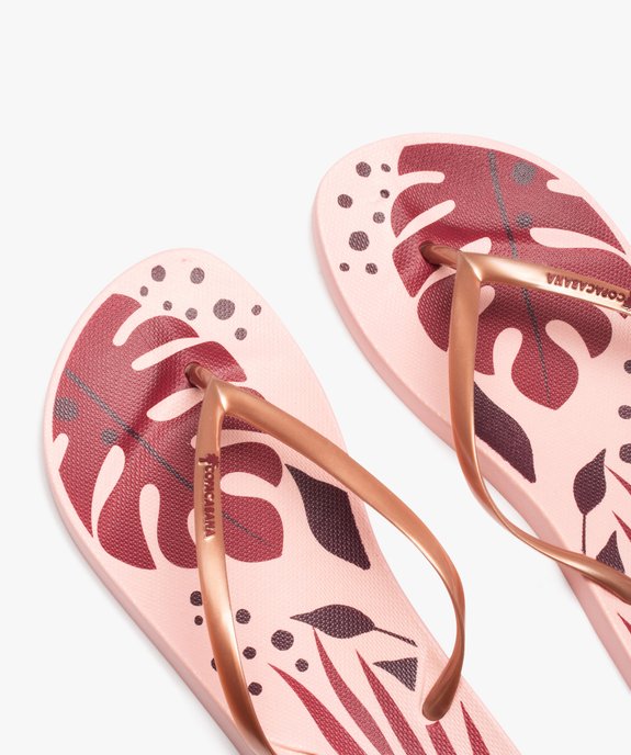 Tongs femme à fines brides irisées et semelle imprimée - Copacabana vue3 - COPACABANA - GEMO