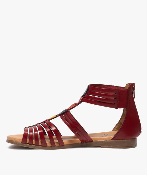 Sandales femme style spartiates montantes à fines brides en cuir vue3 - GEMO (CASUAL) - GEMO