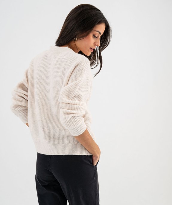 Gilet col V en maille ajourée femme vue8 - GEMO(FEMME PAP) - GEMO