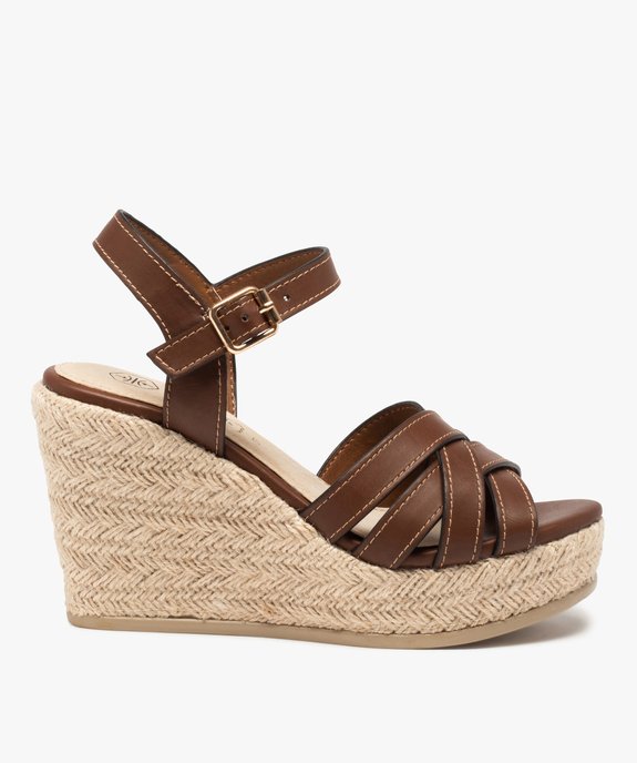 Sandales femme à talon compensé et brides croisées vue1 - GEMO(URBAIN) - GEMO