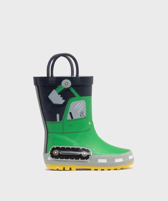 Bottes de pluie à anses et motif tracteur bébé garçon vue2 - BUGGY - GEMO