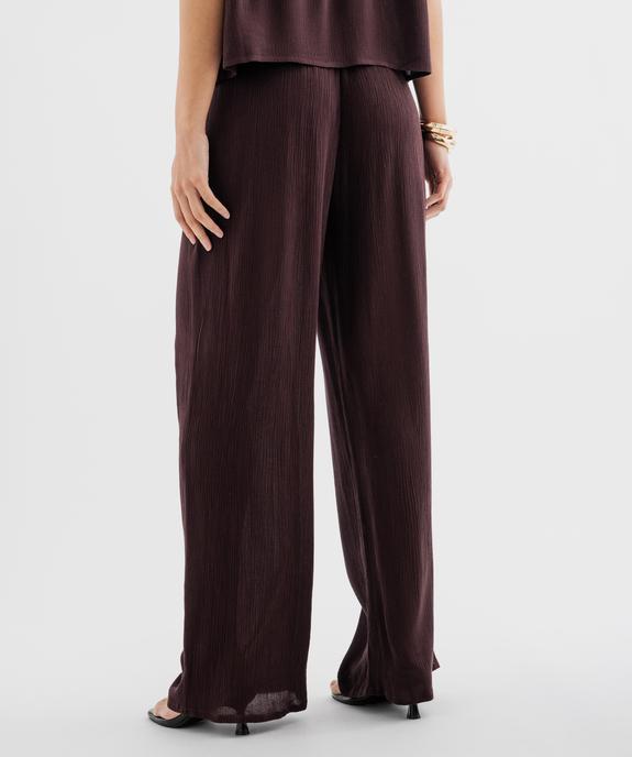 Pantalon large en viscose froissée femme vue3 - GEMO 4G FEMME - GEMO